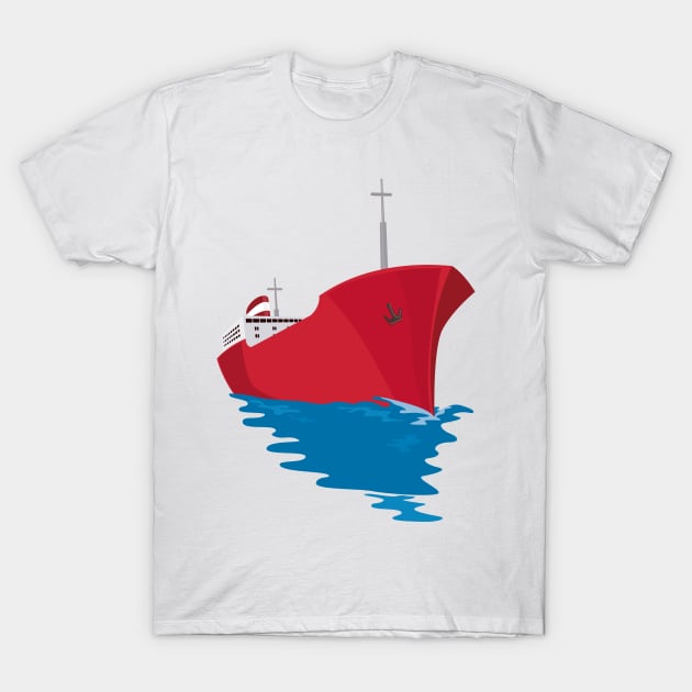 Container Ship Cargo Boat Retro T-Shirt by retrovectors